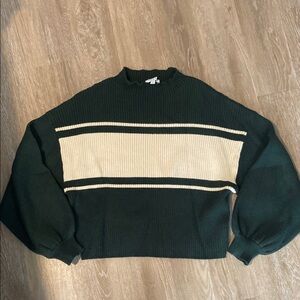Green and Cream Women's Sweater